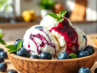 Blaubeerkäsekuchen-Eis Rezept