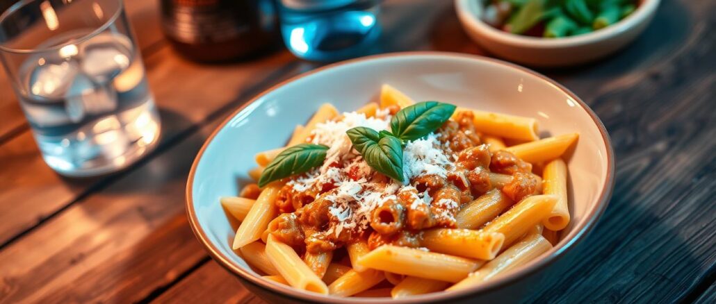 Penne mit Wodka-Reissauce