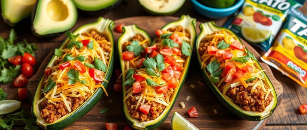 Rezept für Zucchini-Boote mit Taco-Füllung