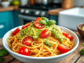 Vegan Spaghetti mit Avocado Pesto