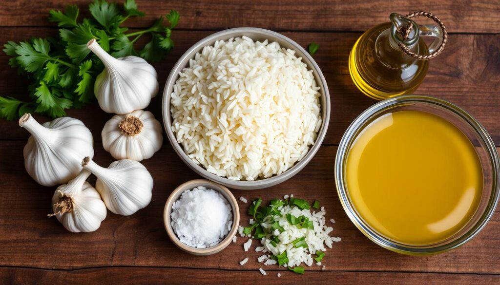 Zutaten für Knoblauch-Parmesan-Reis