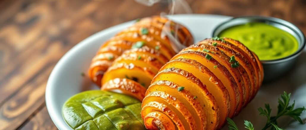 knusprige Hasselback-Kartoffeln